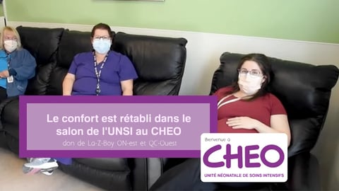 Le confort est rétabli dans le salon de l'UNSI au CHEO - La-Z-Boy d'Ontario-Est et Québec-Ouest