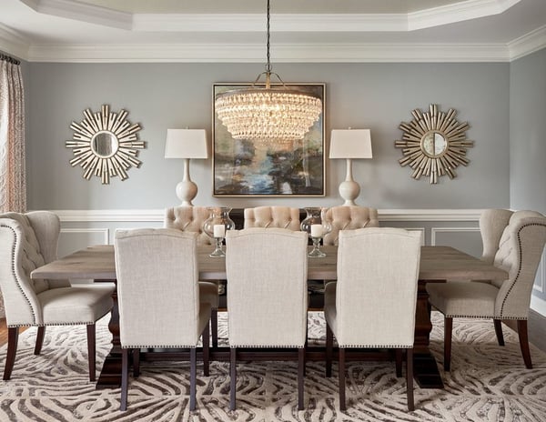 benjamin-moore-metropolitan-dining-room-transitional-with-recessed-ceiling-contemporary-chandeliers-1