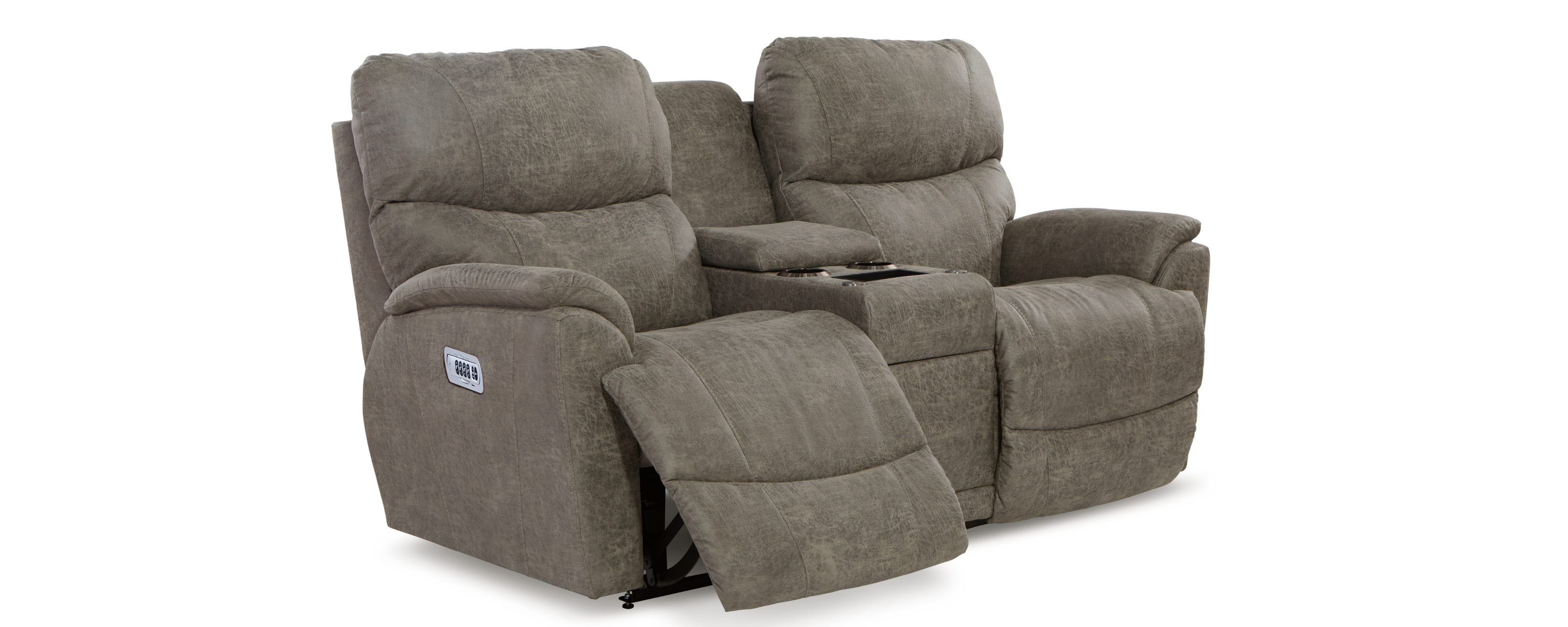 Trouper Fabric Power Reclining Loveseat w/ Headrest Lumbar & Console